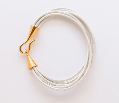 Metallic Leather Bracelet in Pearl