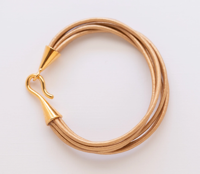 Metallic Leather Bracelet in Gold