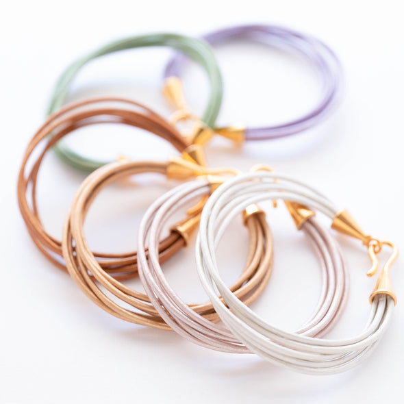 Metallic Leather Bracelet in Gold